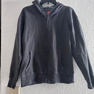 Hanes Large Dark Gray Zipper Hooded Jacket Size Large